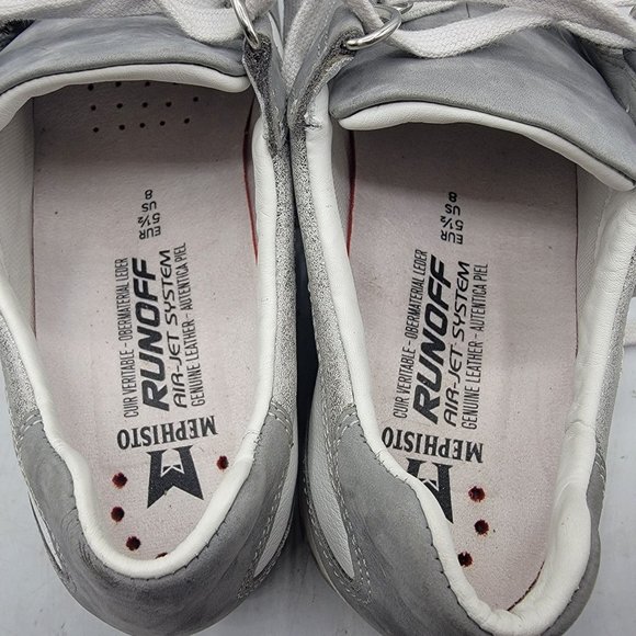 Mephisto Womens 8 Ruby Gray Metallic Leather Nubuck Sneakers Shock Absorber - Picture 8 of 12